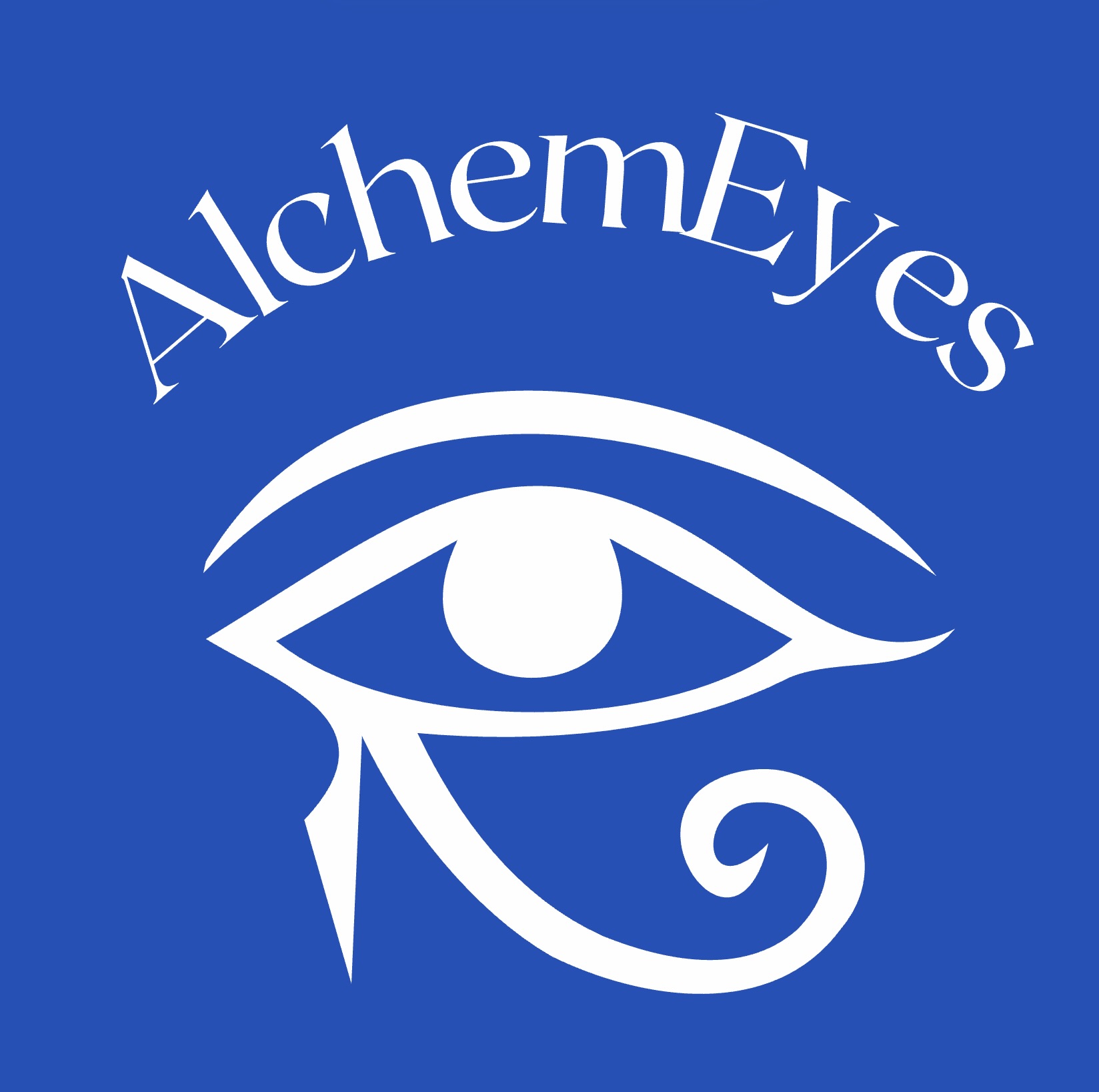 Text: AlchemEyes above the Eye of Horus, symbol of protection, healing, and balance. A bold reminder to look within, rise stronger, and own your path.